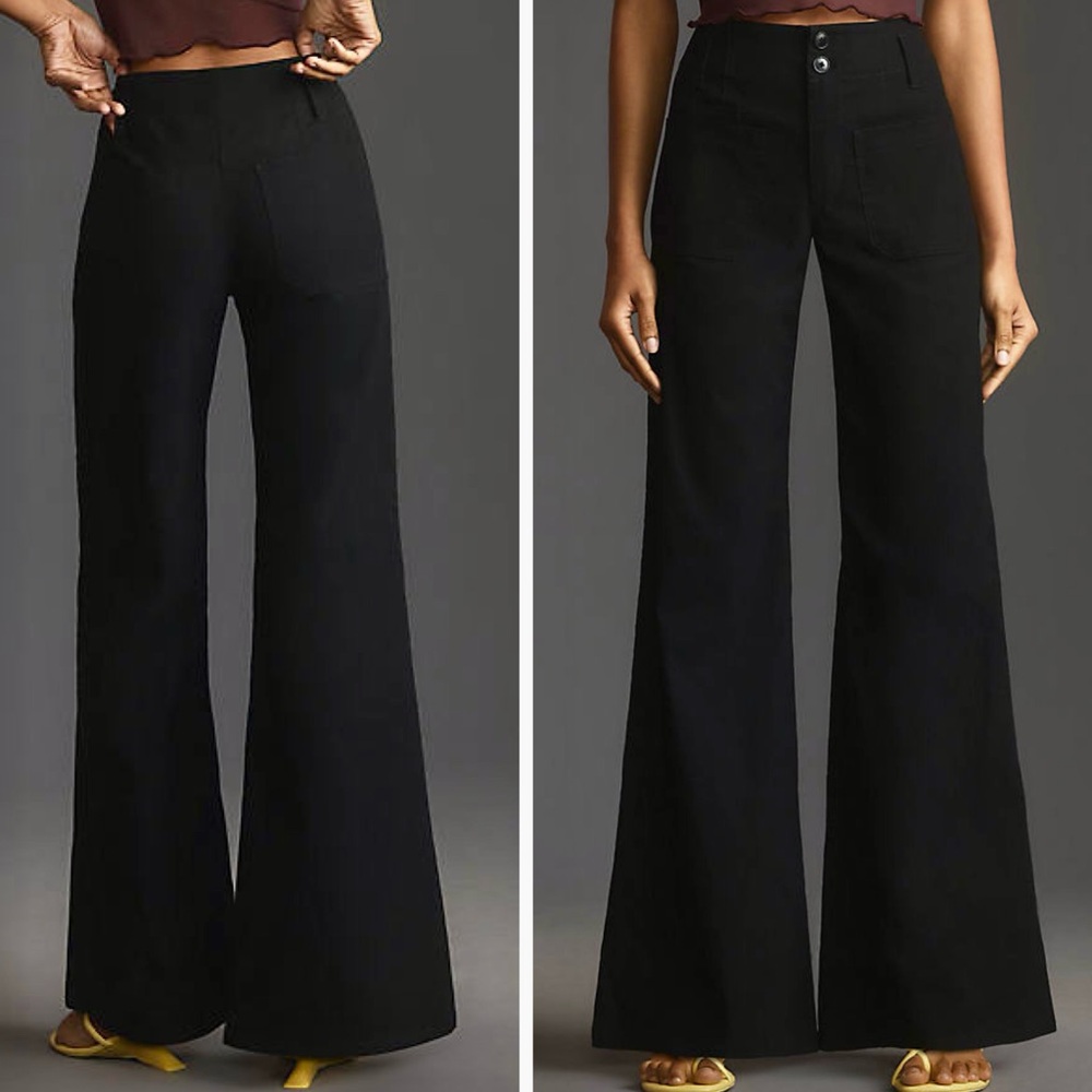 MAEVE The Junie High Rise Wide Leg Black Flare Jeans Womens Pants